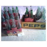 PEPSI CRATE W LOT OF BOTTLES