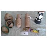 HAND WOVEN PENCIL BASKETS, GROUND SAFRON POWDER