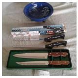 GRANITE STRAINER,KNIFE SET