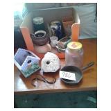 CAST IRON SKILLET, FLOWER POTS, ETC.