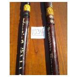 2 CARVED WALKING STICKS FROM JAMACIA