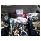 WOODEN CRATE, BASKET, SOUVENIR SHIRTS, TOWELS