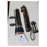 JAPANESE BAMBOO ARROW SCABBARD W/ARROWS