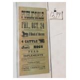 1919 AUCTION SALE BILL