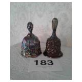 FENTON CARNIVAL GLASS BELLS X2
