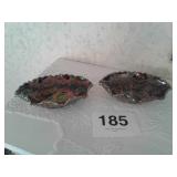 7 1/2"LONG FENTON CARNIVAL GLASS DISHES X2