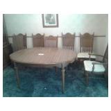 DINING ROOM TABLE WITH 6 CHAIRS AND EXTRA LEAF