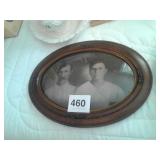 VINTAGE OVAL CURVED GLASS PICTURE