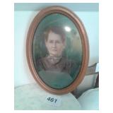 VINTAGE OVAL CURVED GLASS PICTURE