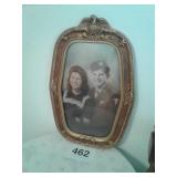 VINTAGE MILITARY FRAMED PICTURE-PAINTED ON COLOR