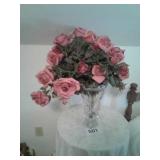 HEAVY MILASKA LEAD CRYSTAL VASE WITH FLOWERS