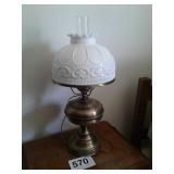 BRASS LAMP WITH MILKGLASS SHADE