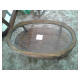 OAK COFFEE TABLE WITH GLASS INSERT