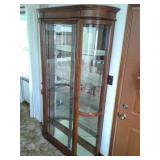 80 3/4" TALL X 49" WIDE OAK LIGHTED CURIO CABINET