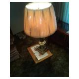 BRASS LAMP WITH BEDSIDE TABLE