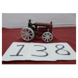 ANTIQUE CAST IRON TOY TRACTOR W/MAN