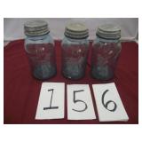 3 OLD BAR JARS W/ZINC LIDS