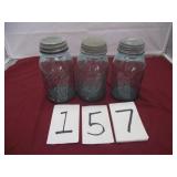 3 OLD  BALL JARS W/ZINC LIDS