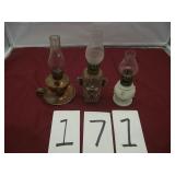 3 OLD OIL LAMPS
