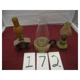3 OLD OIL LAMPS