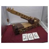 LARGE HAND MADE WOOD CRANE W/3 PC BOOM
