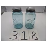 #3 & #9F VINTAGE QT BALL JARS W/ZINC LIDS