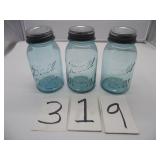 #9, #12, & # 14 VINTAGE QT BALL JARS W/ZINC LIDS