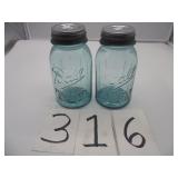 #2 & #7 VINTAGE BEEHIVE BALL JARS W/ZINC LIDS