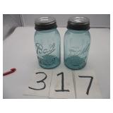 #9 & #6 VINTAGE BEEHIVE BALL JARS W/ZINC LIDS