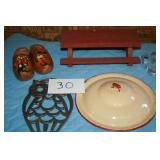 WOOD SHOES, LID, ETC.