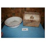 BREAD BOX, ENAMEL PAN