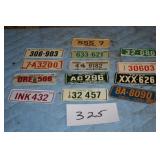 13 SMALL LICENSE PLATES...BIKE SIZE