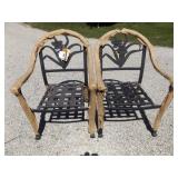 2 PATIO CHAIRS W/FLORAL BACK