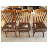 3 WOOD CHAIRS W/CUSHION SEATS