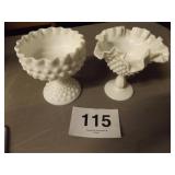 2 PC MILK GLASS