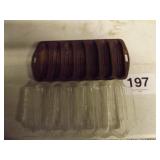 ONE GLASS & ONE CAST IRON CORNBREAD PANS