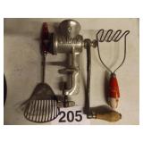 VINTAGE  KITCHEN UTENSILS & MEAT GRINDER