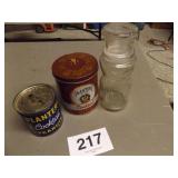 3 PC PLANTERS TINS & JAR