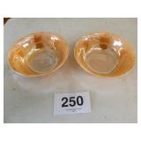 2 FIREKING PEACH LUSTER BOWLS