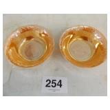2 FIREKING PEACH LUSTER BOWLS