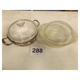 2 CASSEROLES WITH LIDS, ONE FIREKING