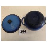 LODGE CAST IRON BLUE ENAMEL POT W/LID