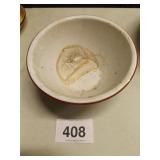 WHITE W/RED BAND GRANITE BOWL