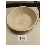 WHITE W/RED BAND GRANITE DISH PAN