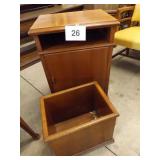 CABINET W/SHELF & WOOD WASTE BASKET