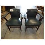 2 GREEN ARMED CHAIRS