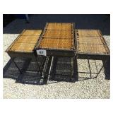 3 METAL & WICKER MATCHING TABLES