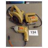 B & D CIRCULAR SAW, JIGSAW, & DRILL (YELLOW)
