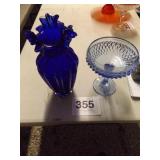 BLUE VASE & CANDY DISH