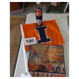 U OF I BOTTLE, FLAG, & 2009 CHIEF ILLINIWEEK